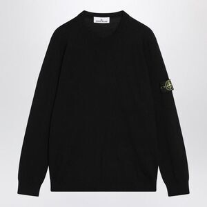 STONE ISLAND Crewneck Sweater with Detachable Logo Patch Men BLACK Sweaters &